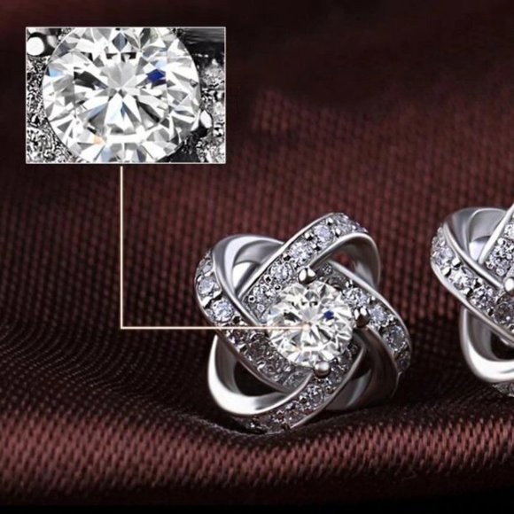 *NEW 925 Sterling Silver Diamond Infinity Earrings - Picture 6 of 10